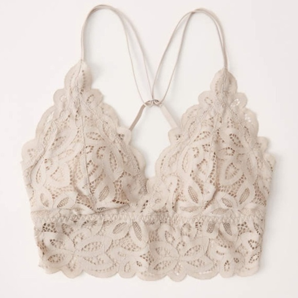 Abercrombie Lace Longline Bralette - Beige
